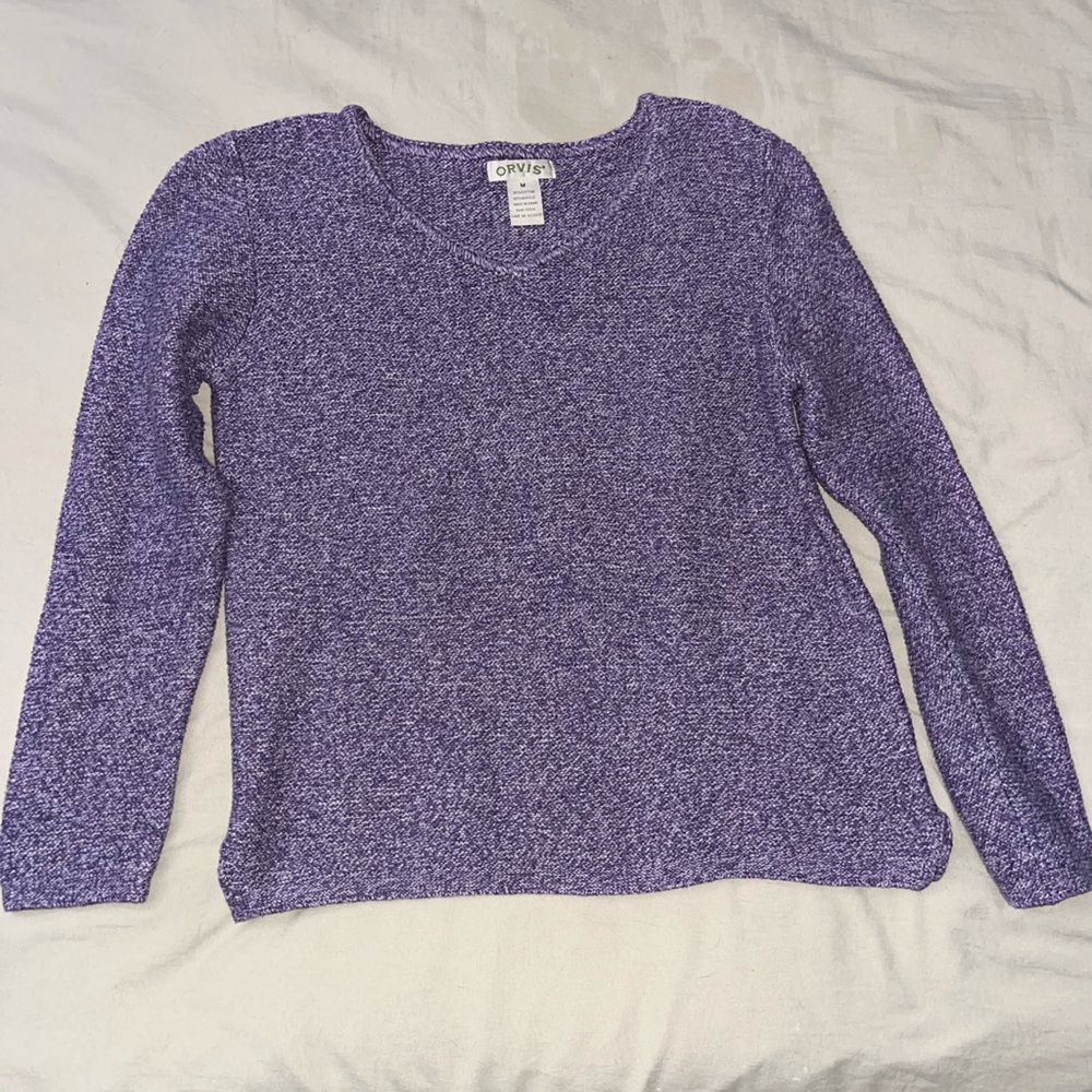 Orvis Purple Marled Crewneck Sweater